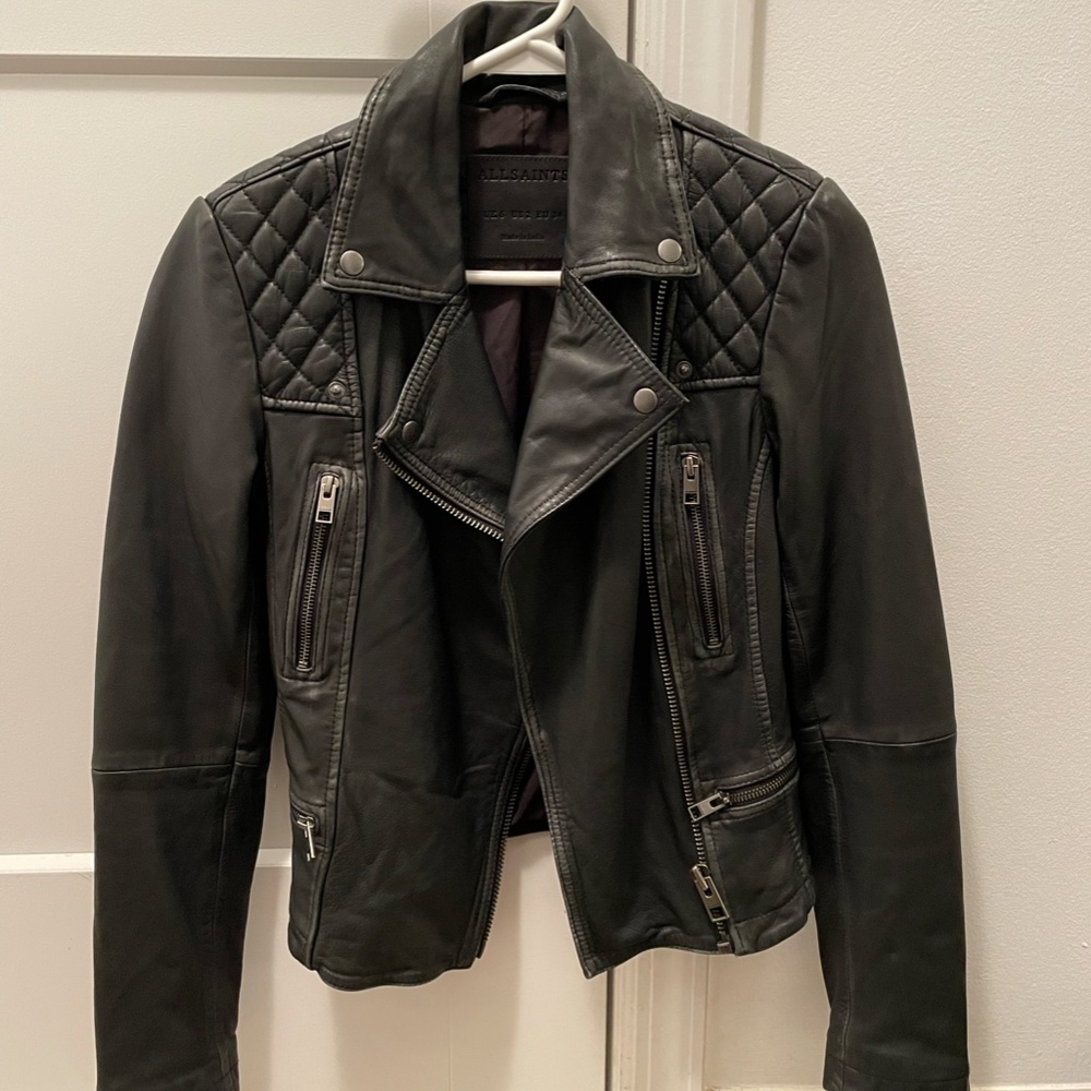 All Saints Cargo Leather Biker Jacket